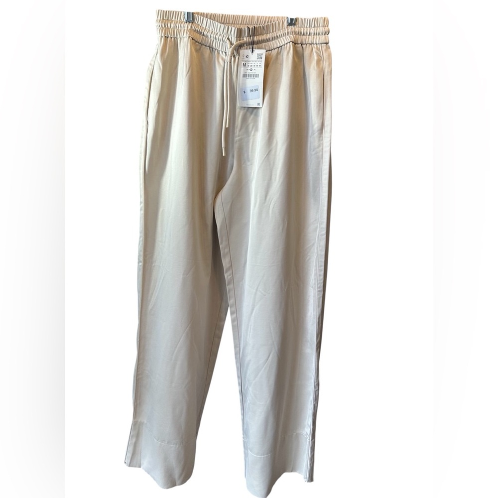 ZARA Ivory/Beige/Cream Wide Leg Pants